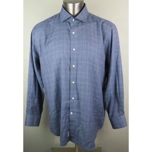 Mens Peter‎ Millar Collection Chambray Blue Button Front Dress Shirt Size XL
